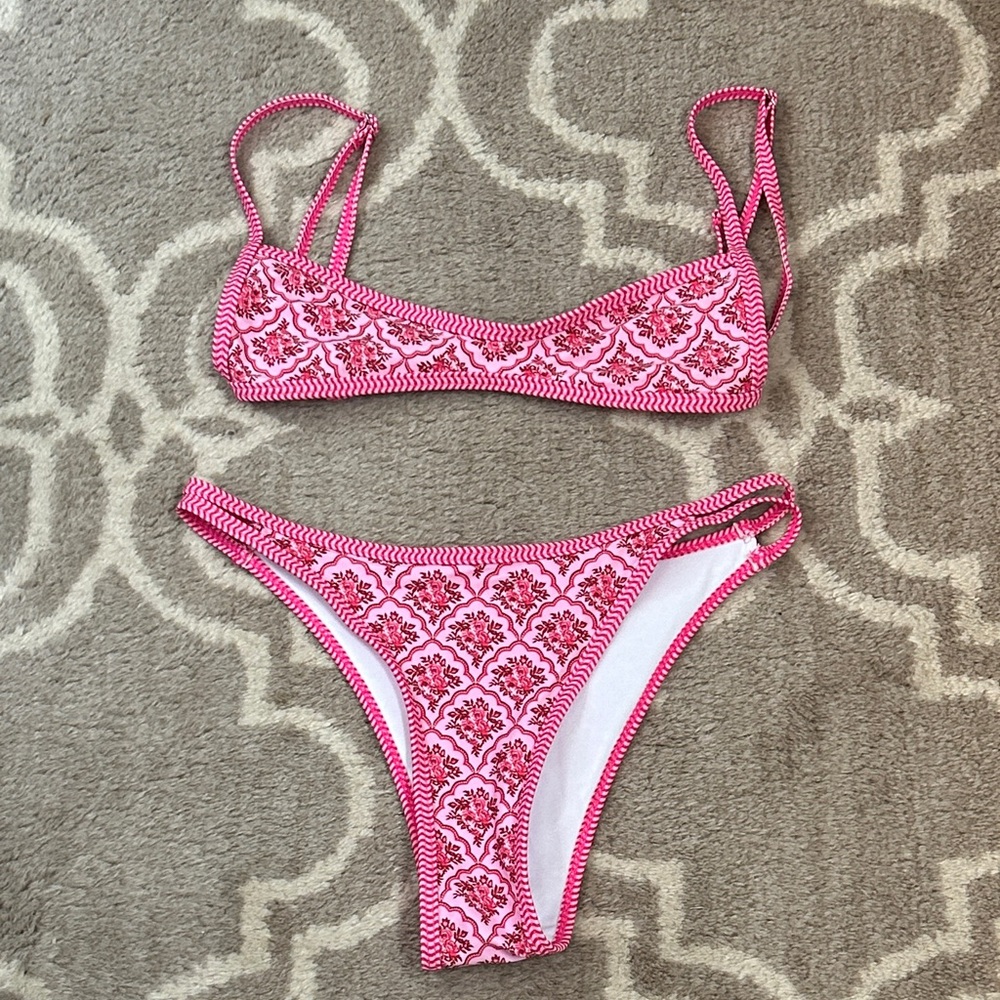 Pink Patterned Bikini Set